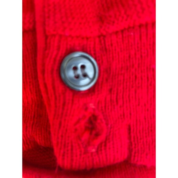 Vintage Izod Red Cardigan Sweater M Acrylic U.S.A. Woman Missing Button - Picture 7 of 10
